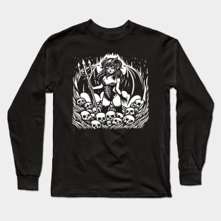 Retro Devil Girl Long Sleeve T-Shirt